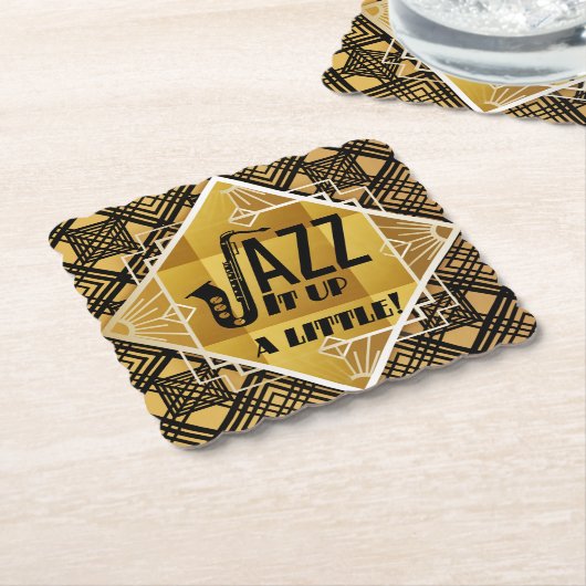 Art Deco Jazz It Up Hoorn Oudejaarsavond Feest Kartonnen Onderzetters (Gebogen)