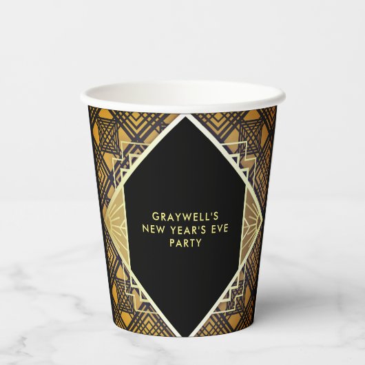Art Deco Jazz It Up Hoorn Oudejaarsavond Feest Papieren Bekers (Achterkant)