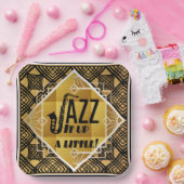 Art Deco Jazz It Up Hoorn Oudejaarsavond Feest Papieren Bordje (Feest)