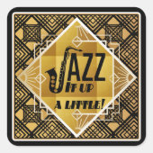 Art Deco Jazz It Up Hoorn Oudejaarsavond Feest Vierkante Sticker (Voorkant)
