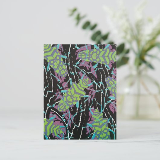 Art Deco Jazz Pochoir Beetles in de tuin Briefkaart (Staand voorkant)