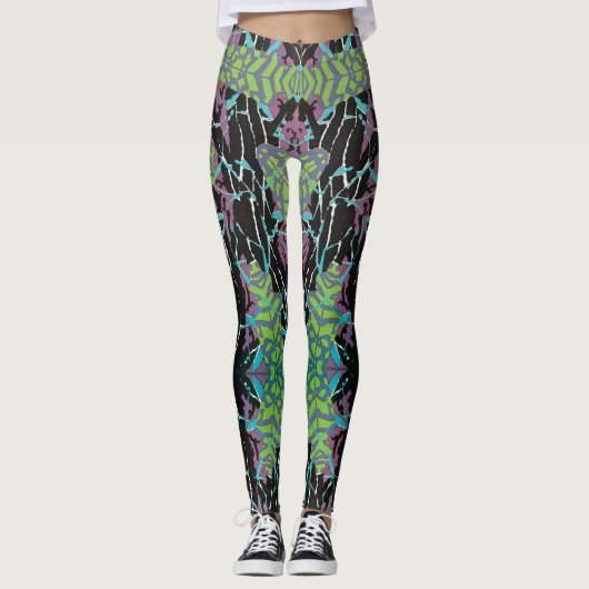  Art Deco Jazz Pochoir Beetles in de tuin Leggings (Voorkant)