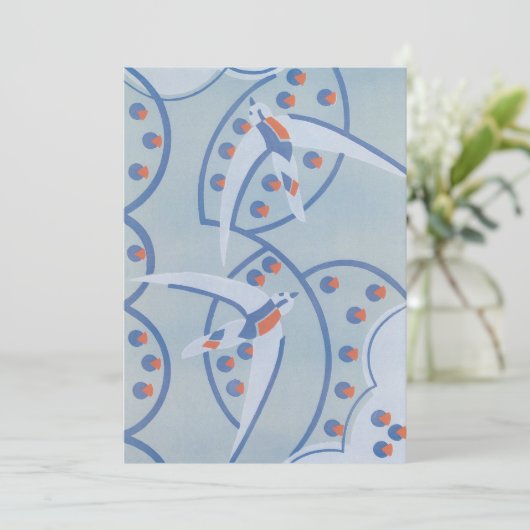 Art Deco Jazz Pochoir Birds Animal Pattern (Staand voorkant)