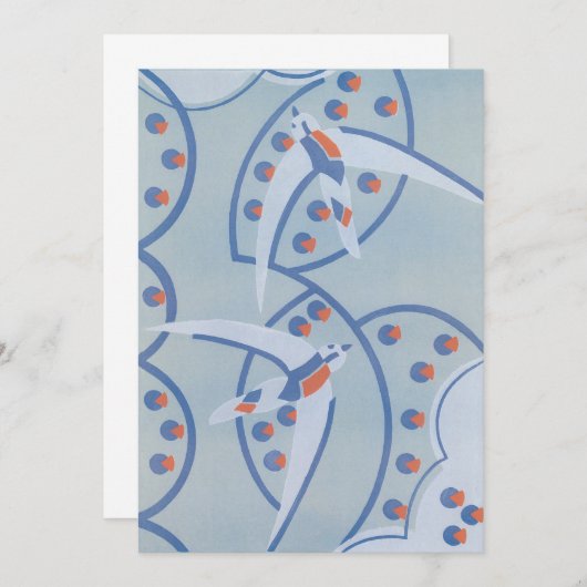 Art Deco Jazz Pochoir Birds Animal Pattern (Voorkant / Achterkant)