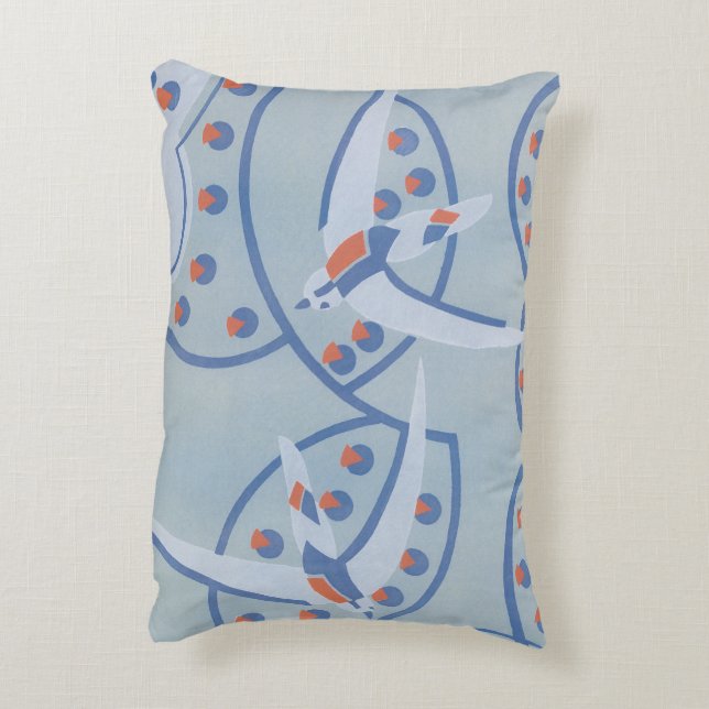  Art Deco Jazz Pochoir Birds Animal Pattern Accent Kussen (Achterkant (Verticaal))