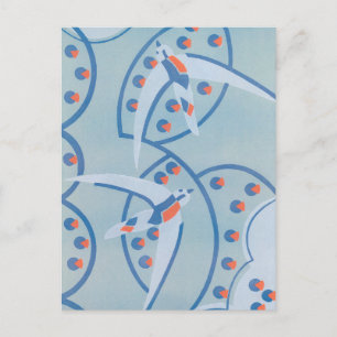 Art Deco Jazz Pochoir Birds Animal Pattern Briefkaart