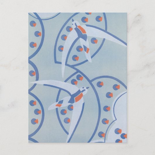 Art Deco Jazz Pochoir Birds Animal Pattern Briefkaart (Voorkant)