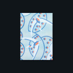 Art Deco Jazz Pochoir Birds Animal Pattern Canvas Afdruk<br><div class="desc">illustratiekunst deco jazz pochoir patroon door Serge Gladky from Fleurs,  editions "Synth" Paris,  1929. Pochoir is een stencil techniek die gebruikelijk is bij surrealisme schilderijen. Een prachtig modern design met exotische vogels die door de blauwe lucht vliegen. Oranje driehoeken met cirkels accentueren het patroon.</div>