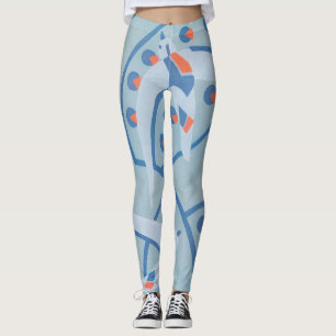 Art Deco Jazz Pochoir Birds Animal Pattern Leggings