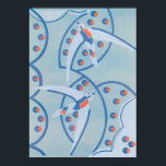 Art Deco Jazz Pochoir Birds Animal Pattern Poster<br><div class="desc">illustratiekunst deco jazz pochoir patroon door Serge Gladky from Fleurs,  editions "Synth" Paris,  1929. Pochoir is een stencil techniek die gebruikelijk is bij surrealisme schilderijen. Een prachtig modern design met exotische vogels die door de blauwe lucht vliegen. Oranje driehoeken met cirkels accentueren het patroon.</div>