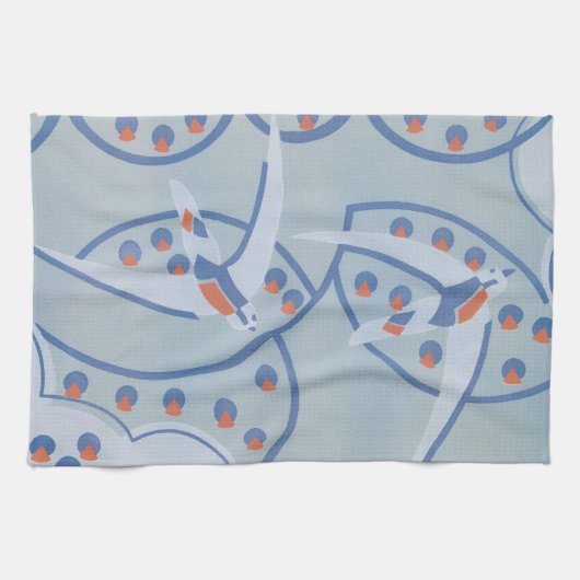 Art Deco Jazz Pochoir Birds Animal Pattern Theedoek (Horizontaal)