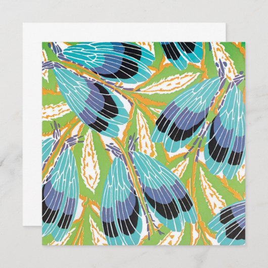 Art Deco Jazz Pochoir Garden Bugs Insects (Voorkant / Achterkant)