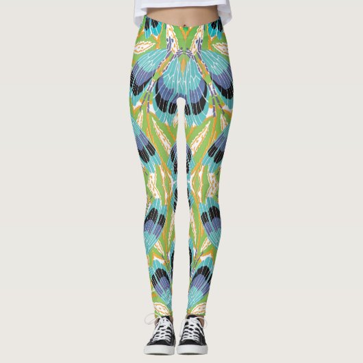  Art Deco Jazz Pochoir Garden Bugs Insects Leggings (Voorkant)
