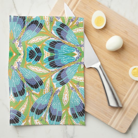 Art Deco Jazz Pochoir Garden Bugs Insects Theedoek (Quarter Fold)