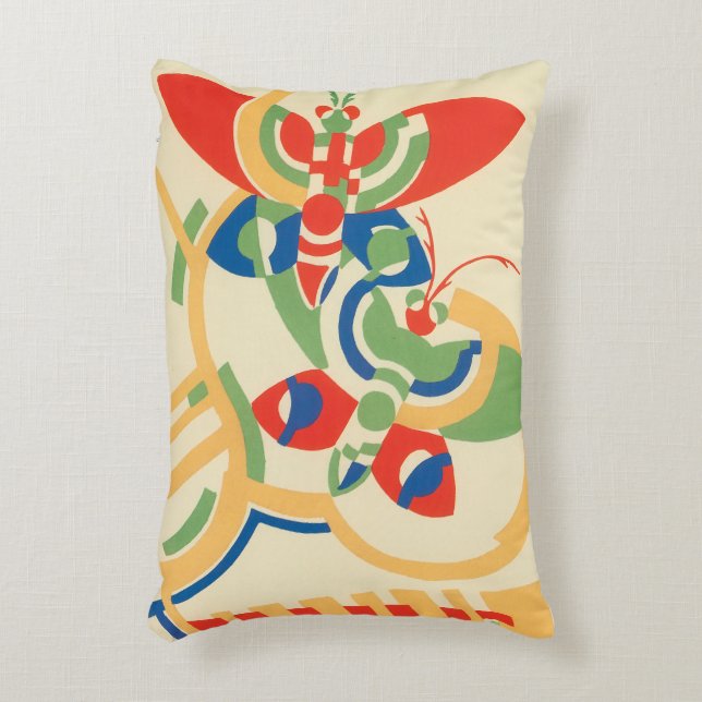  Art Deco Jazz Pochoir Garden Butterflies Accent Kussen (Voorkant(Verticaal))