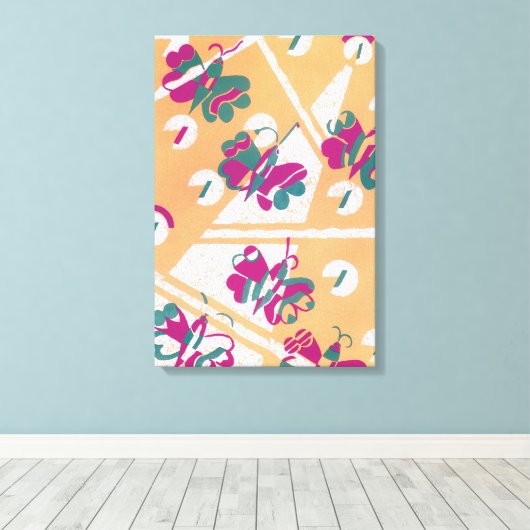 Art Deco Jazz Pochoir Garden Butterflies Canvas Afdruk (Insitu (Houten vloer))