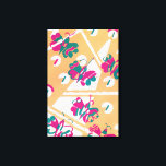 Art Deco Jazz Pochoir Garden Butterflies Canvas Afdruk<br><div class="desc">illustratiekunst deco jazz pochoir wallpaper model door Serge Gladky uit Nouvelles Composities Decoratives, Parijs, 1929. Pochoir is een stencil techniek die gebruikelijk is bij surrealisme schilderijen. Een elegant en chic cubism-ontwerp met vlinders in prachtige lentekleuren van fel roze en groen op een oranje achtergrond met witte trapezoïde vormen. Een modern...</div>
