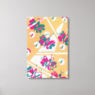  Art Deco Jazz Pochoir Garden Butterflies Canvas Afdruk