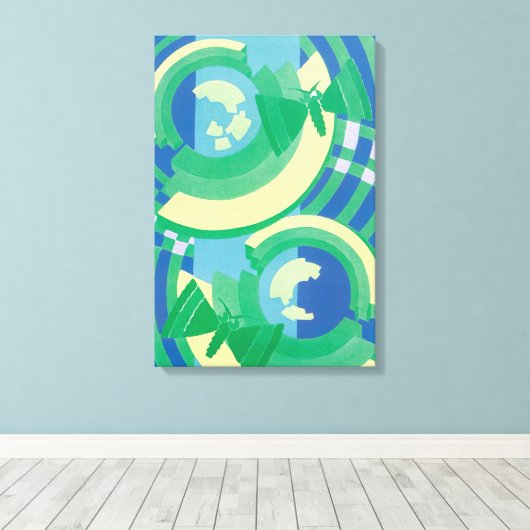 Art Deco Jazz Pochoir Garden Butterflies Canvas Afdruk (Insitu (Houten vloer))