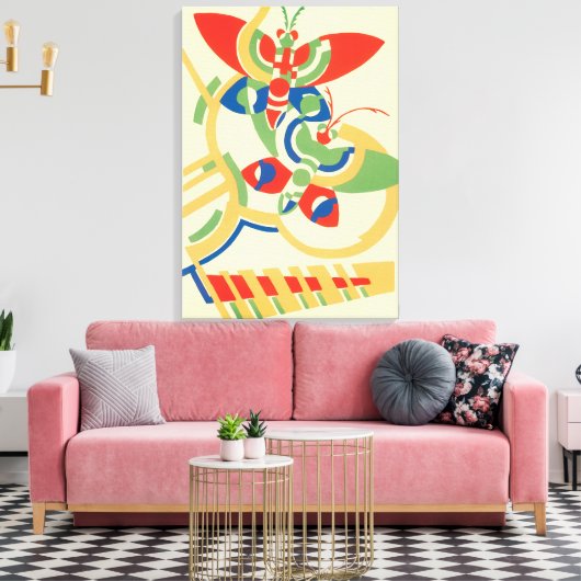  Art Deco Jazz Pochoir Garden Butterflies Canvas Afdruk (Insitu (Woonkamer))