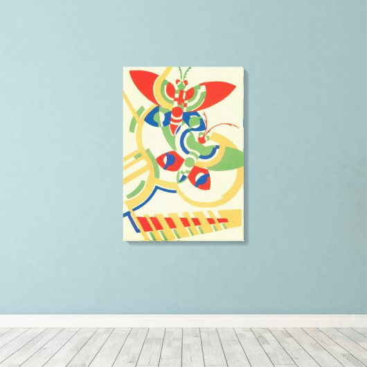 Art Deco Jazz Pochoir Garden Butterflies Canvas Afdruk (Insitu (Houten vloer))