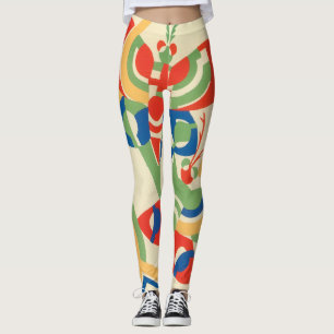 Art Deco Jazz Pochoir Garden Butterflies Leggings