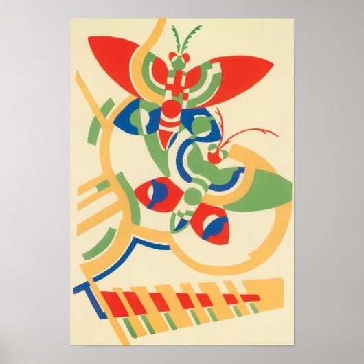  Art Deco Jazz Pochoir Garden Butterflies Poster (Voorkant)