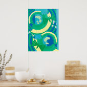 Art Deco Jazz Pochoir Garden Butterflies Poster (Keuken)