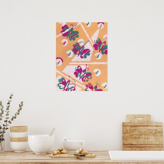  Art Deco Jazz Pochoir Garden Butterflies Poster (Keuken)