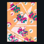 Art Deco Jazz Pochoir Garden Butterflies Poster<br><div class="desc">illustratiekunst deco jazz pochoir wallpaper model door Serge Gladky uit Nouvelles Composities Decoratives, Parijs, 1929. Pochoir is een stencil techniek die gebruikelijk is bij surrealisme schilderijen. Een elegant en chic cubism-ontwerp met vlinders in prachtige lentekleuren van fel roze en groen op een oranje achtergrond met witte trapezoïde vormen. Een modern...</div>