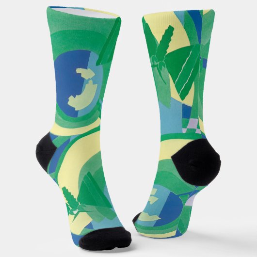  Art Deco Jazz Pochoir Garden Butterflies Sokken (Gebogen)