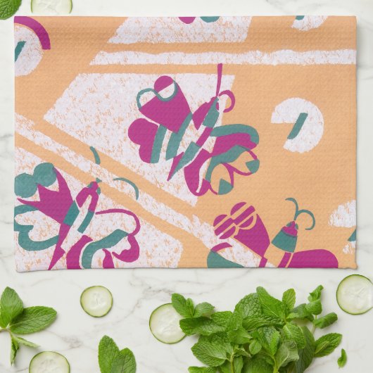  Art Deco Jazz Pochoir Garden Butterflies Theedoek (Gevouwen)