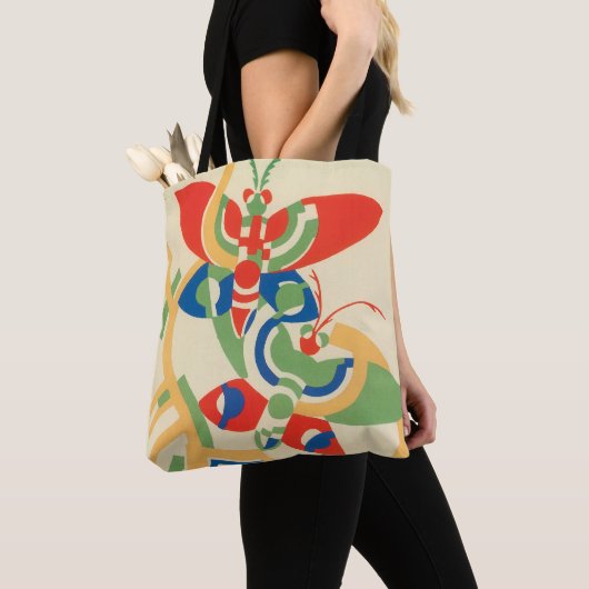Art Deco Jazz Pochoir Garden Butterflies Tote Bag (Dichtbij)