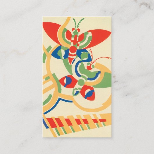  Art Deco Jazz Pochoir Garden Butterflies Visitekaartje (Achterkant)