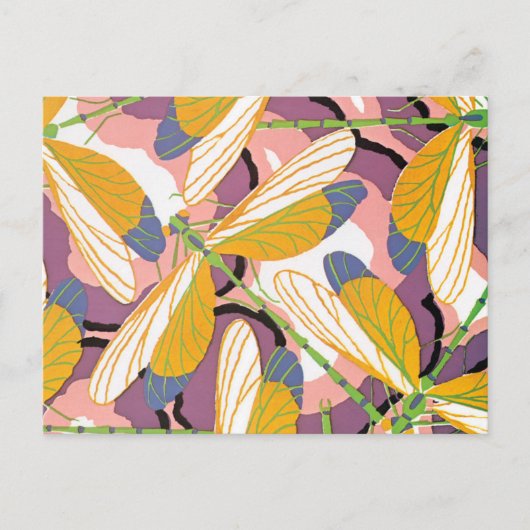  Art Deco Jazz Pochoir Garden Dragonflies Briefkaart (Voorkant)