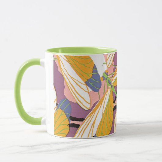 Art Deco Jazz Pochoir Garden Dragonflies Mok (Links)