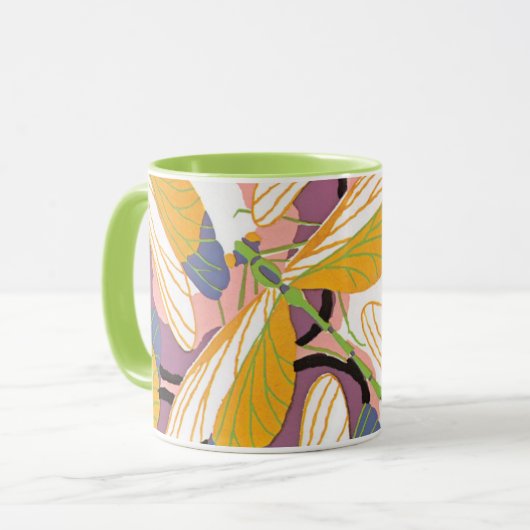 Art Deco Jazz Pochoir Garden Dragonflies Mok (Voorkant links)