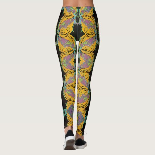  Art Deco Jazz Pochoir Garden Grasshoppers Leggings (Achterkant)