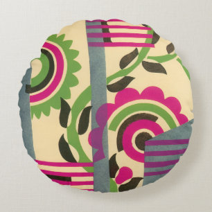 Art Deco Jazz Pochoir Geometrisch Patroon uit de J Rond Kussen