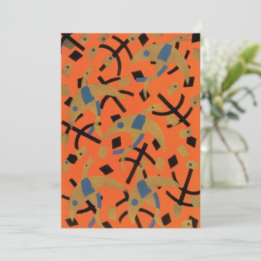  Art Deco Jazz Pochoir Golden Animal (Staand voorkant)