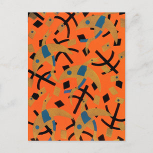 Art Deco Jazz Pochoir Golden Animal Briefkaart