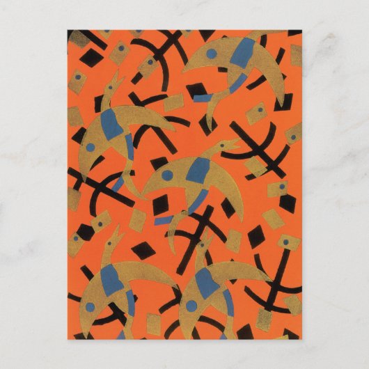  Art Deco Jazz Pochoir Golden Animal Briefkaart (Voorkant)