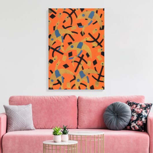 Art Deco Jazz Pochoir Golden Animal Canvas Afdruk (Insitu (Woonkamer))