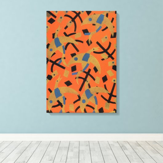  Art Deco Jazz Pochoir Golden Animal Canvas Afdruk (Insitu (Houten vloer))