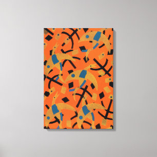 Art Deco Jazz Pochoir Golden Animal Canvas Afdruk