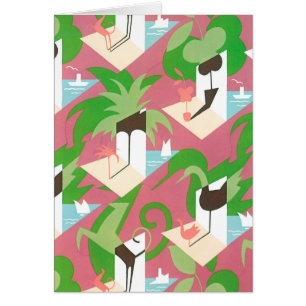 Art Deco Jazz Pochoir Palm Trees en Birds