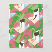 Art Deco Jazz Pochoir Palm Trees en Birds Briefkaart (Voorkant)