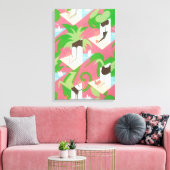 Art Deco Jazz Pochoir Palm Trees en Birds Canvas Afdruk (Insitu (Woonkamer))