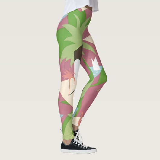  Art Deco Jazz Pochoir Palm Trees en Birds Leggings (Rechts)