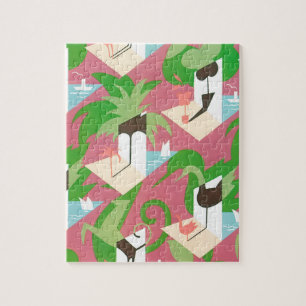 Art Deco Jazz Pochoir Palm Trees en Birds Legpuzzel